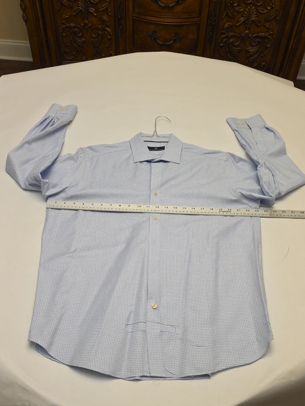 Hart Schaffner Marx Light Blue Micro-Check Dress Shirt